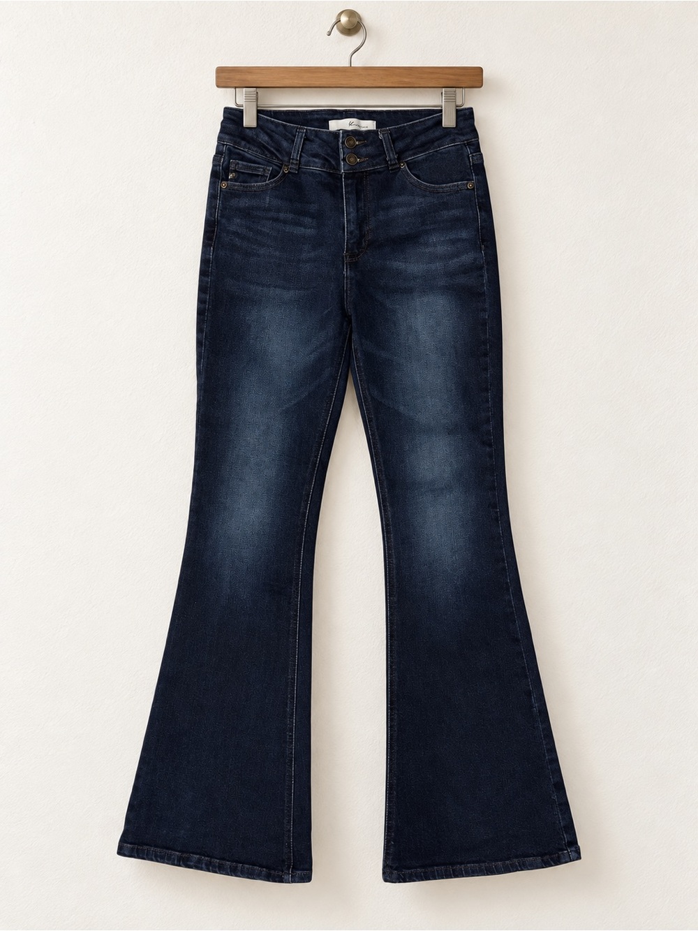 KanCan Jeans Women’s 9/28 Dark Wash Stretch Flare Double Button KC7129D